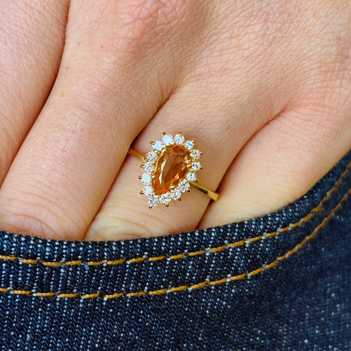 Vintage, 1950s pear-cut morganite cluster ring