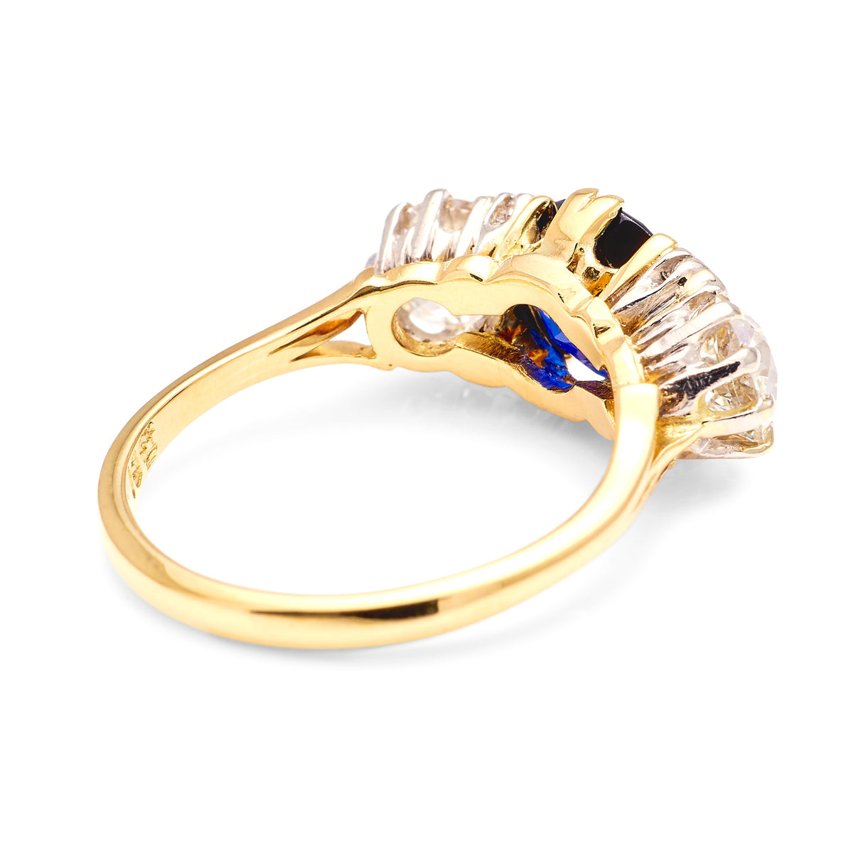 Antique, Victorian sapphire & diamond three-stone ring