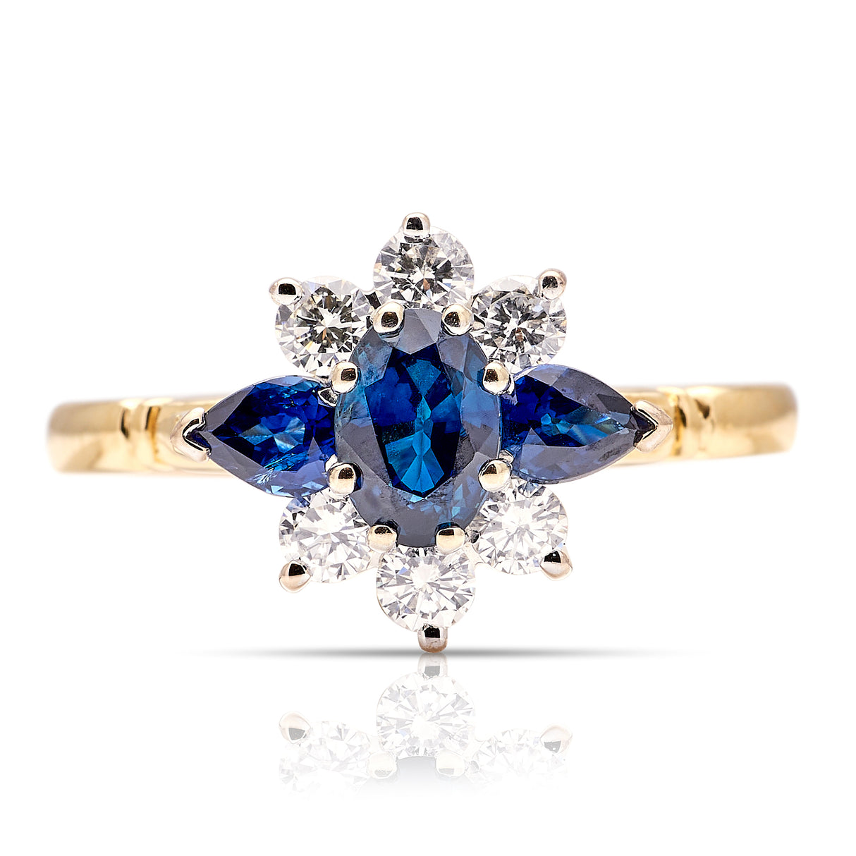 Vintage, 1990s sapphire & diamond cluster ring