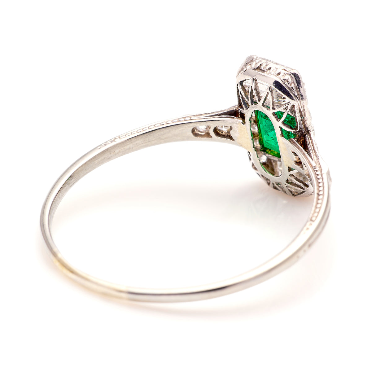 Vintage, Art Deco emerald & diamond panel ring