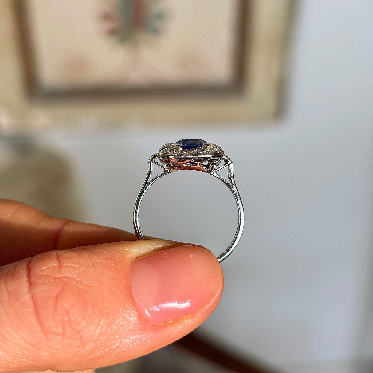 Vintage, Art Deco sapphire & diamond cluster ring