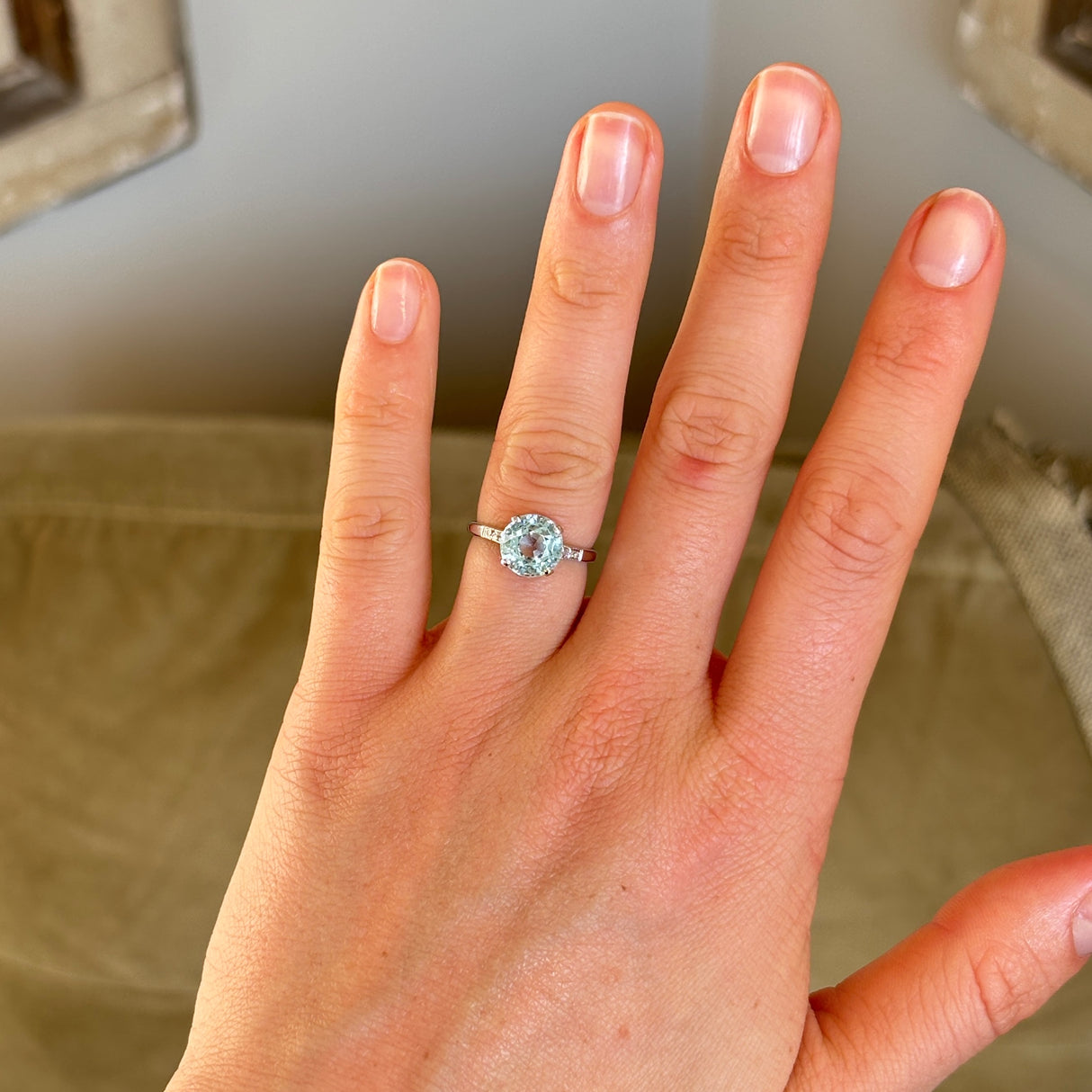 Vintage, aquamarine and diamond ring