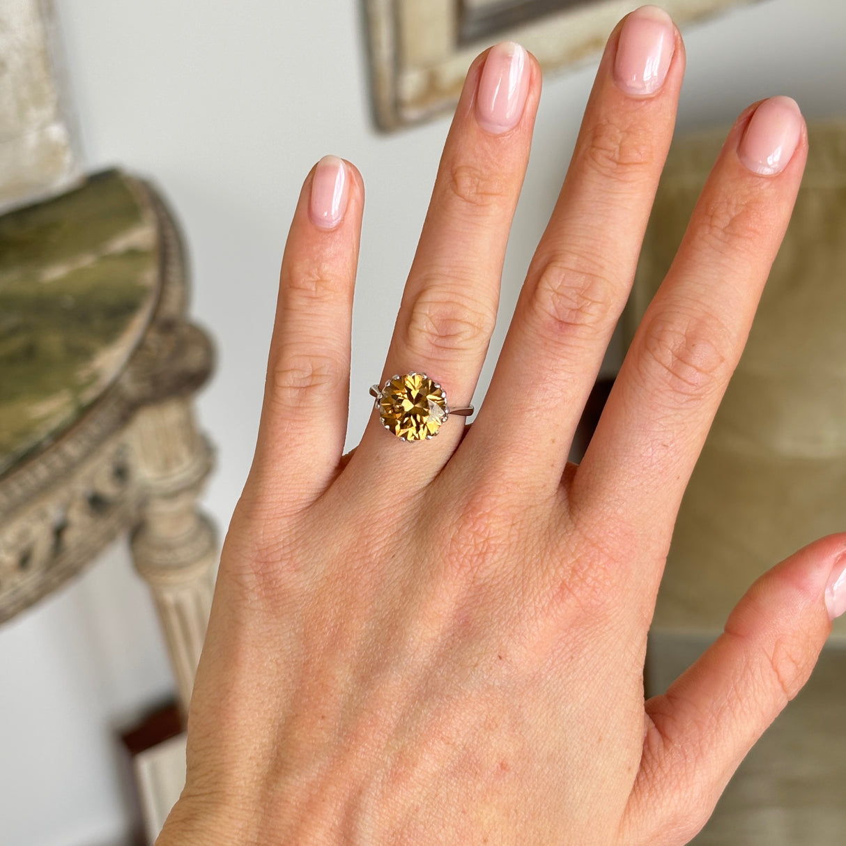 Vintage, 1980s brown zircon cocktail ring