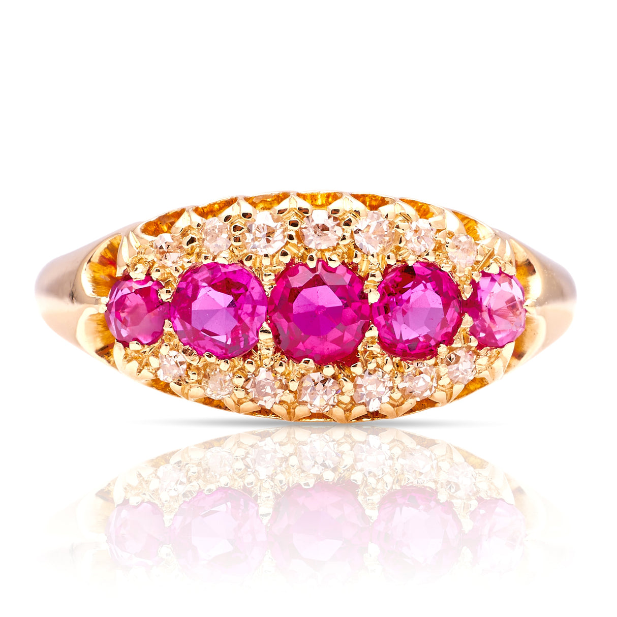 Antique, Edwardian ruby & diamond cluster ring