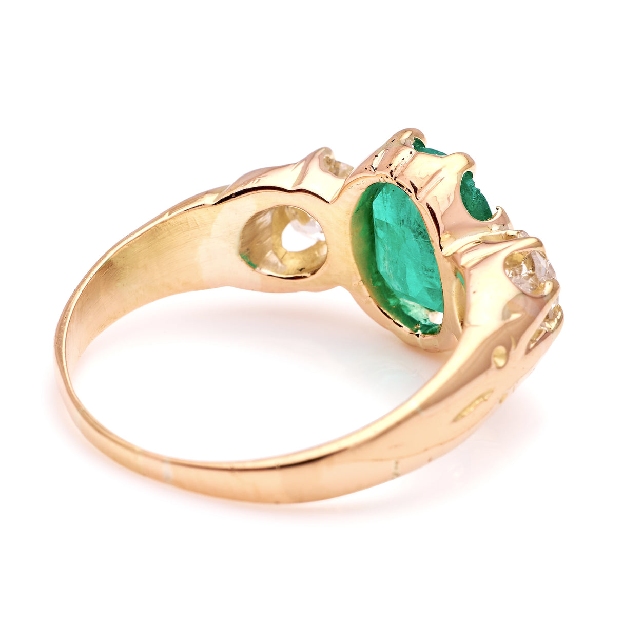 Antique, Victorian emerald & diamond three-stone ring