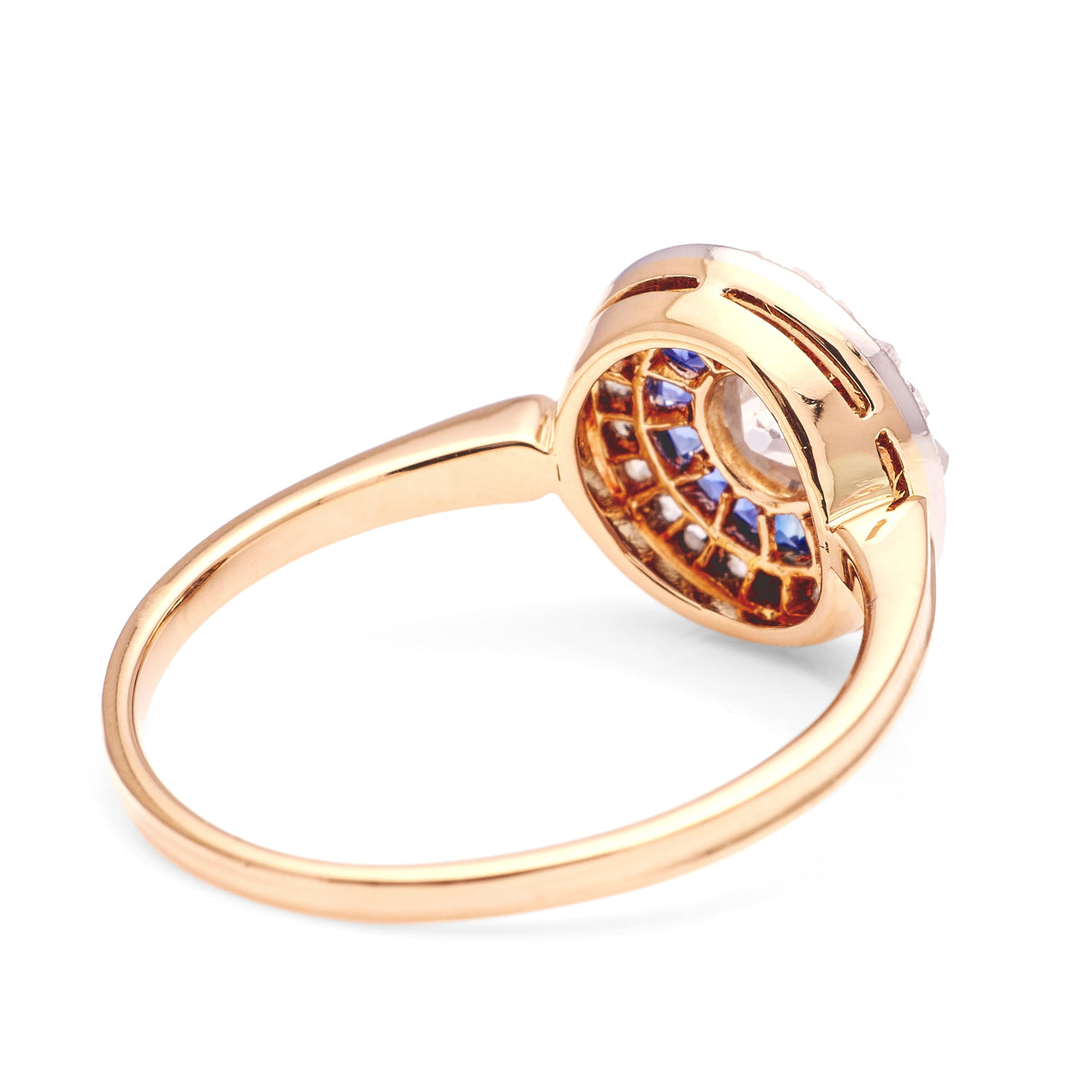 Vintage, Art Deco sapphire & diamond target cluster ring