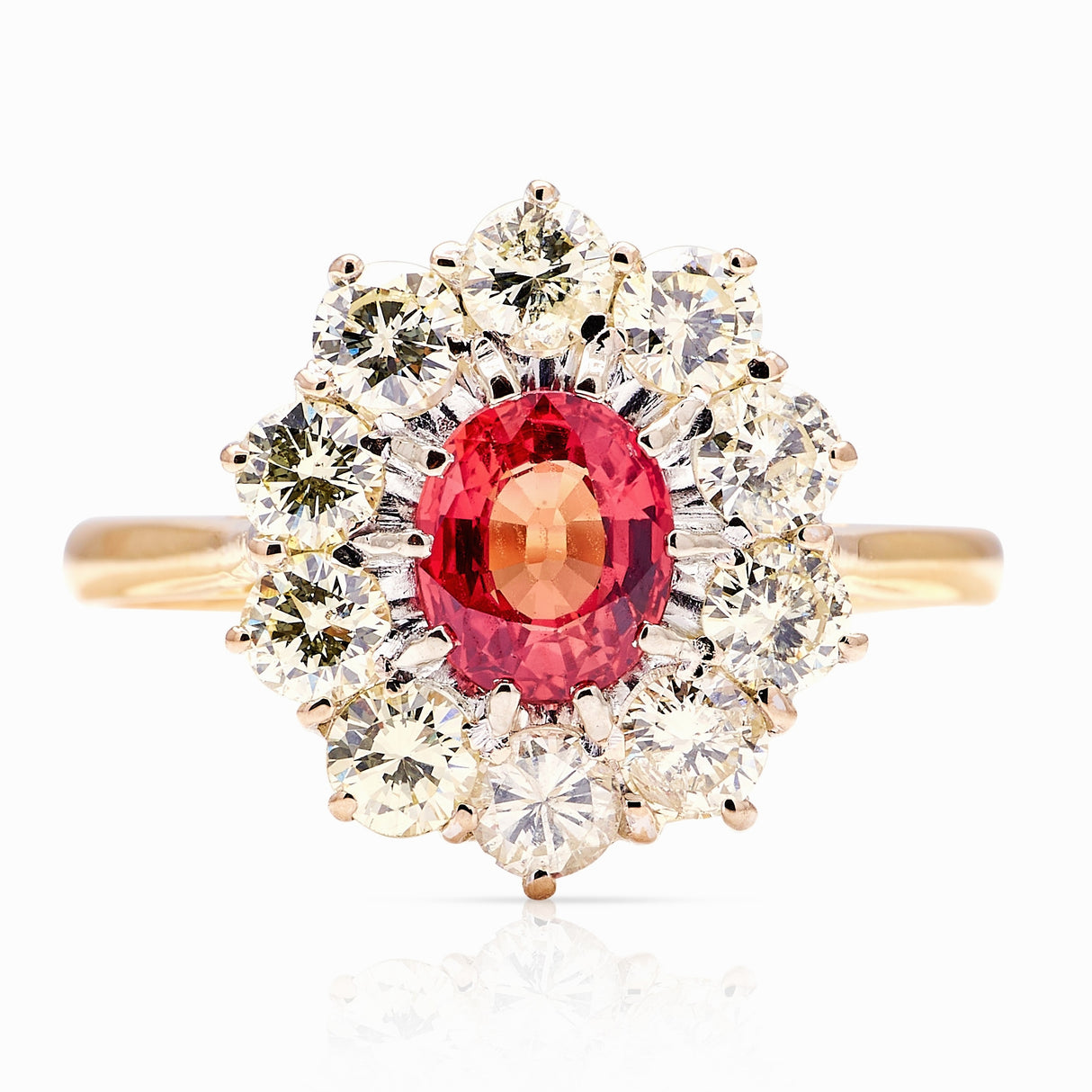 Vintage, 1970s red sapphire & diamond cluster ring