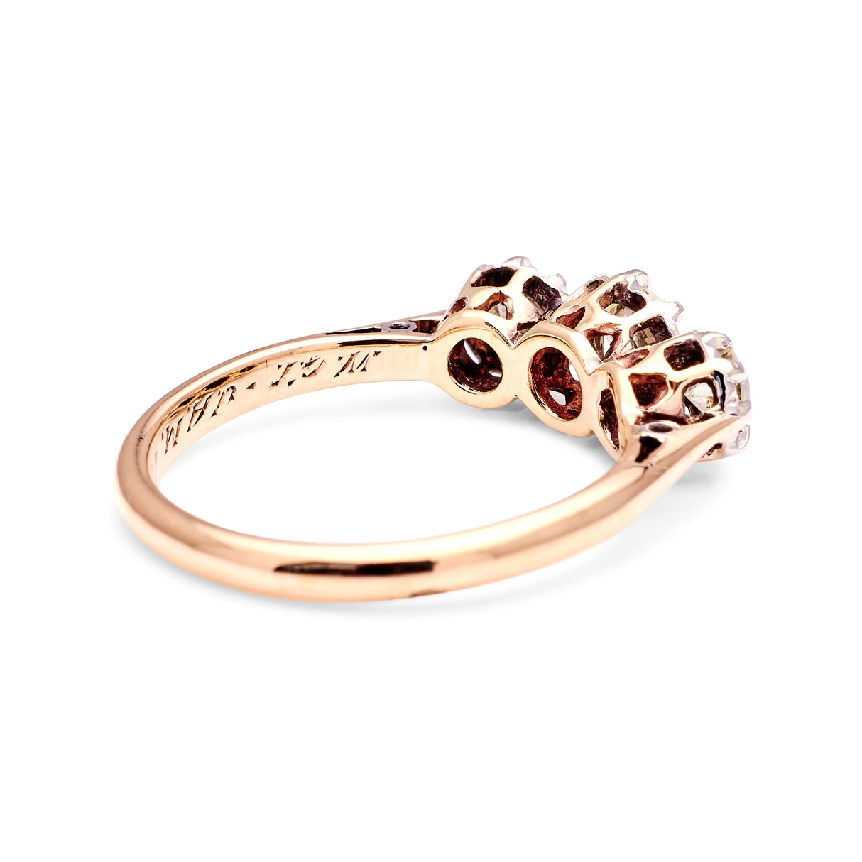 Vintage, 1950s three-stone diamond ring