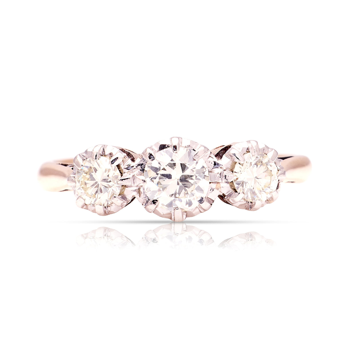 Vintage, 1950s three-stone diamond ring