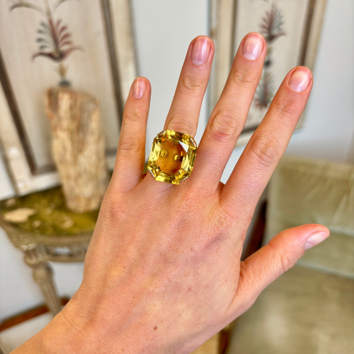 Vintage, 1940s 40ct citrine cocktail ring