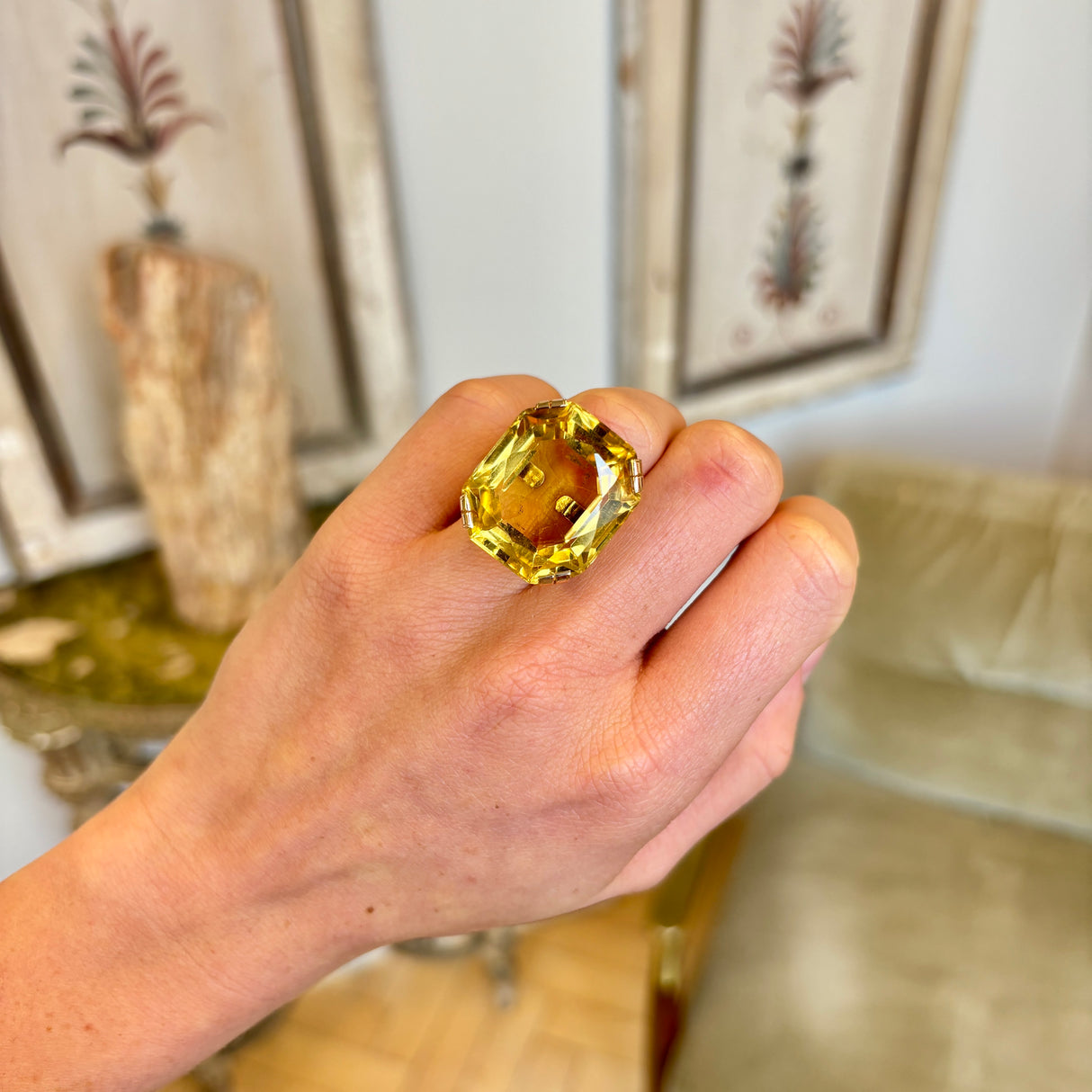 Vintage, 1940s 40ct citrine cocktail ring