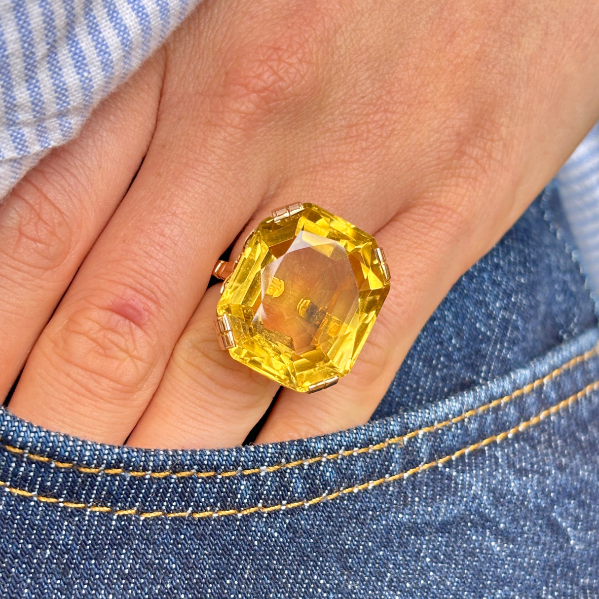 Vintage, 1940s 40ct citrine cocktail ring