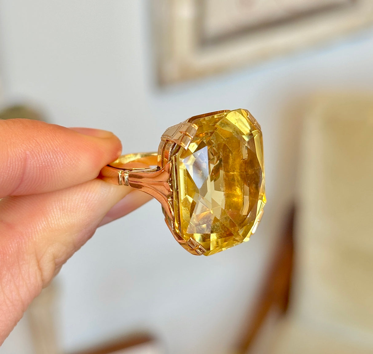 Vintage, 1940s 40ct citrine cocktail ring