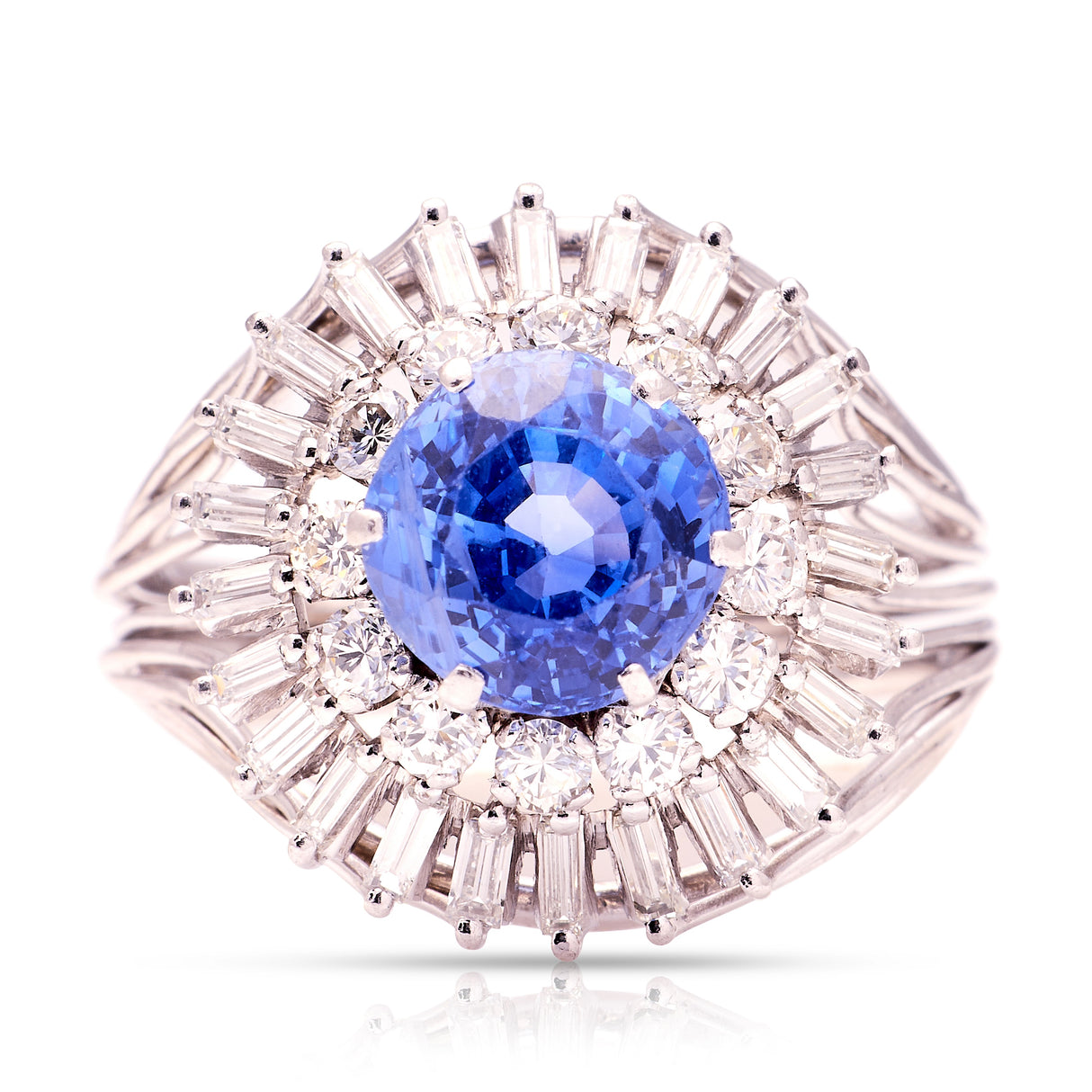 Vintage, 1950s sapphire & diamond cluster cocktail ring