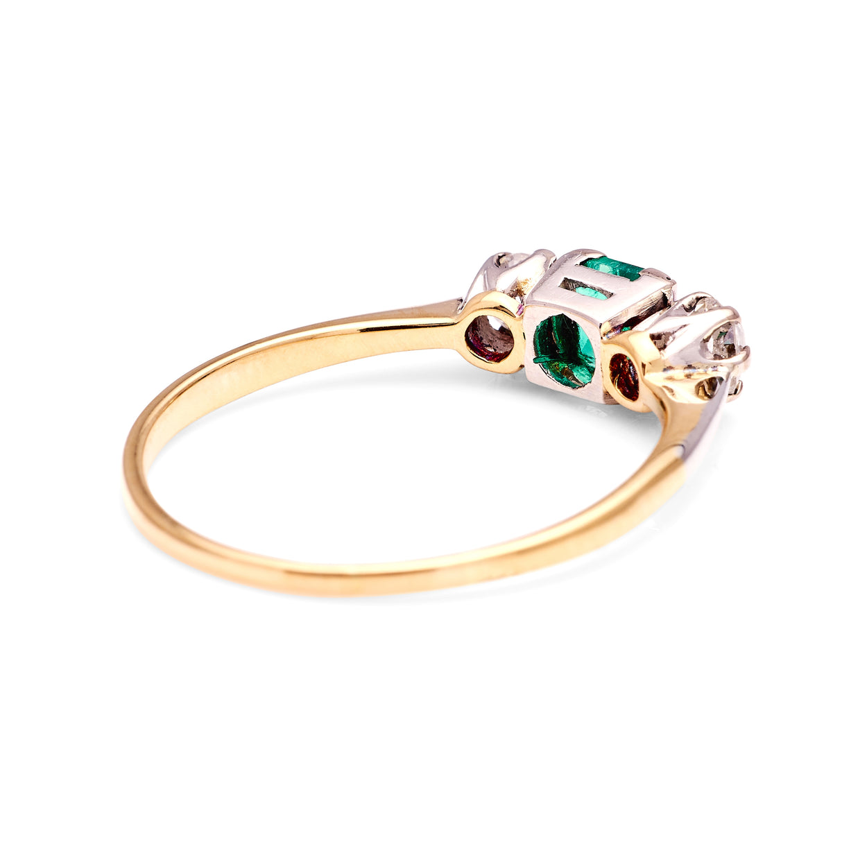 Vintage, Art Deco emerald & diamond three-stone ring