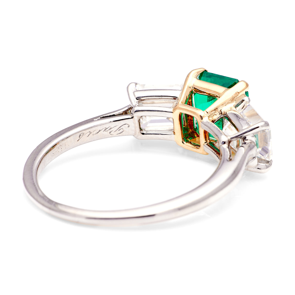 Vintage, Cartier emerald & diamond three-stone ring