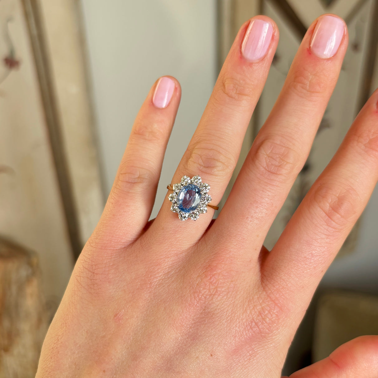 Vintage, 1980s sapphire & diamond cluster ring