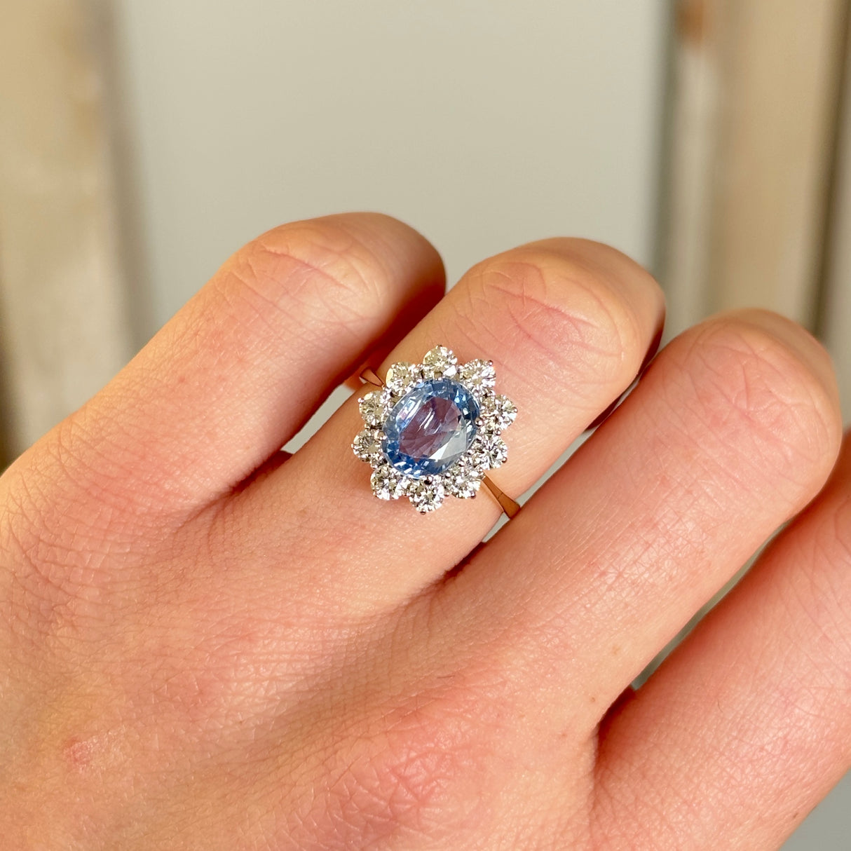 Vintage, 1980s sapphire & diamond cluster ring