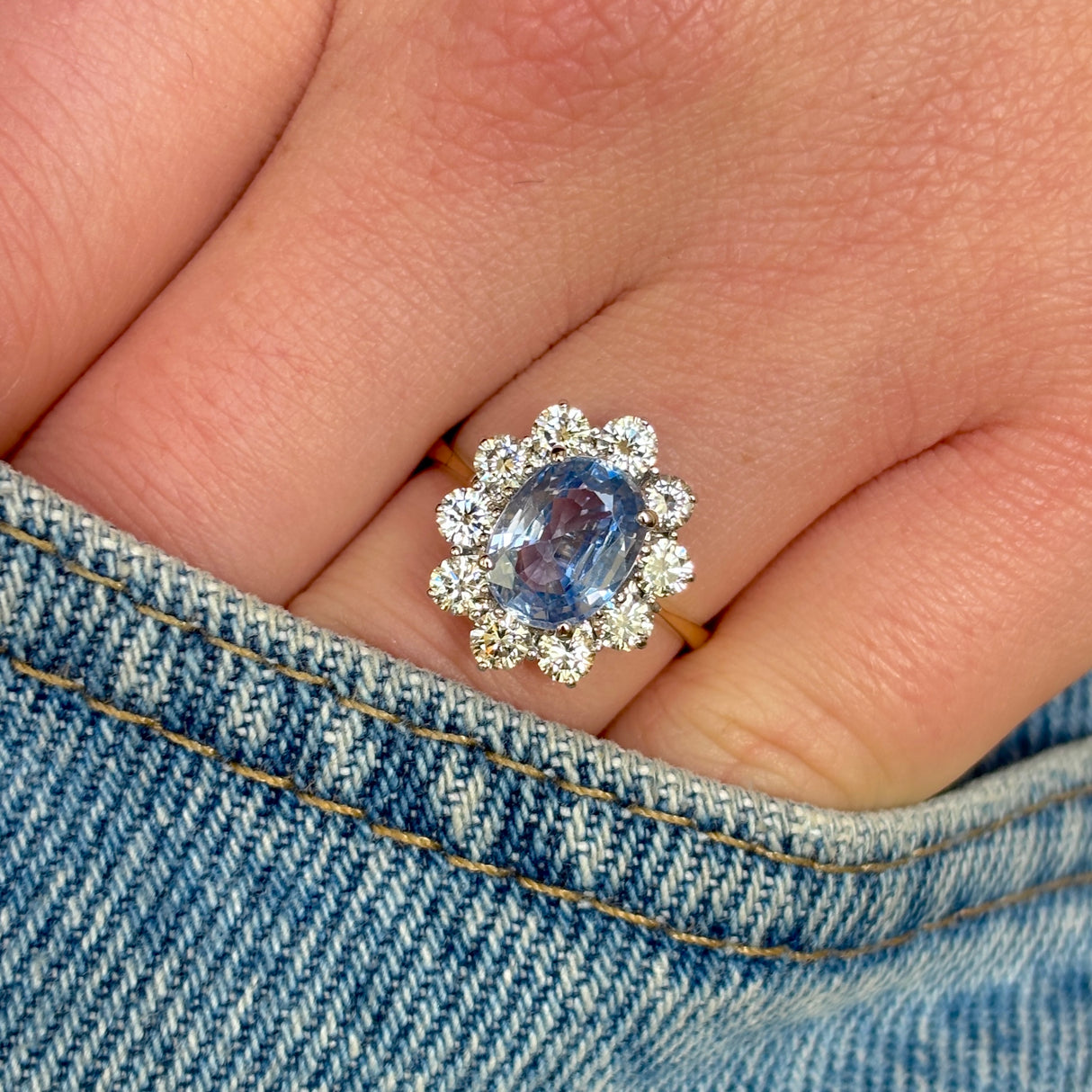 Vintage, 1980s sapphire & diamond cluster ring
