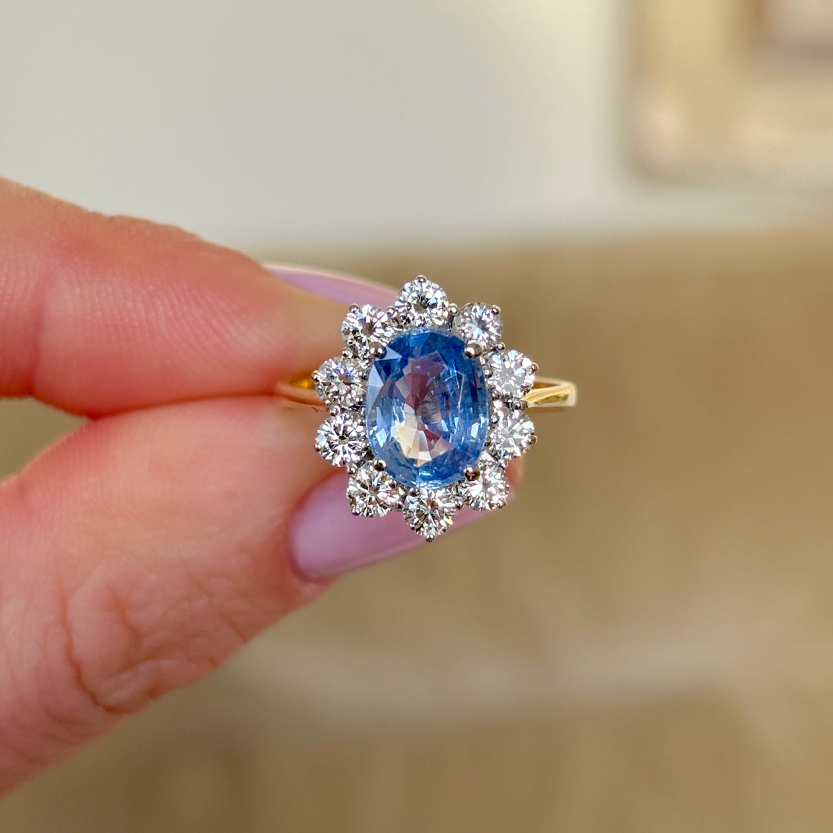 Vintage, 1980s sapphire & diamond cluster ring