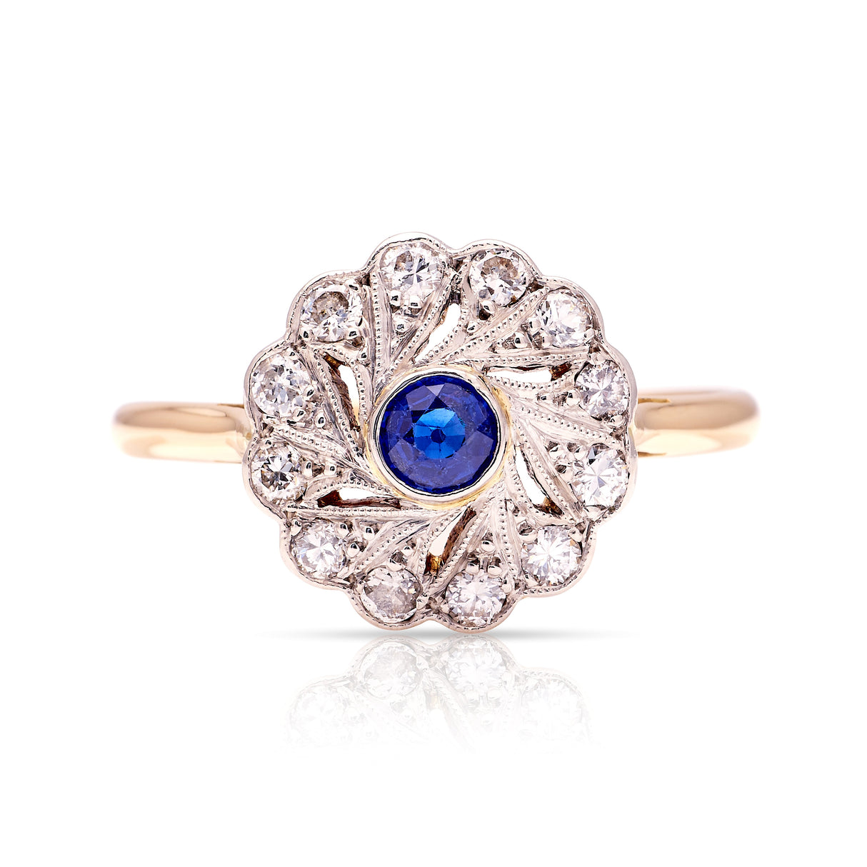 Vintage, Art Deco sapphire & diamond cluster ring