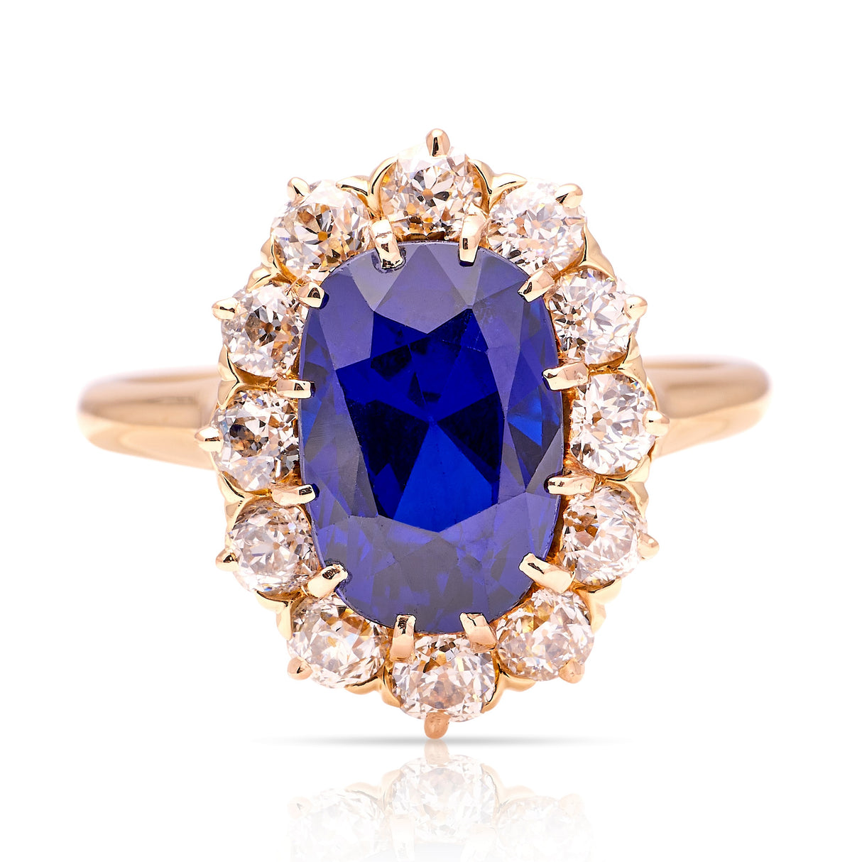 Vintage, 1980s Burmese sapphire & diamond cluster ring