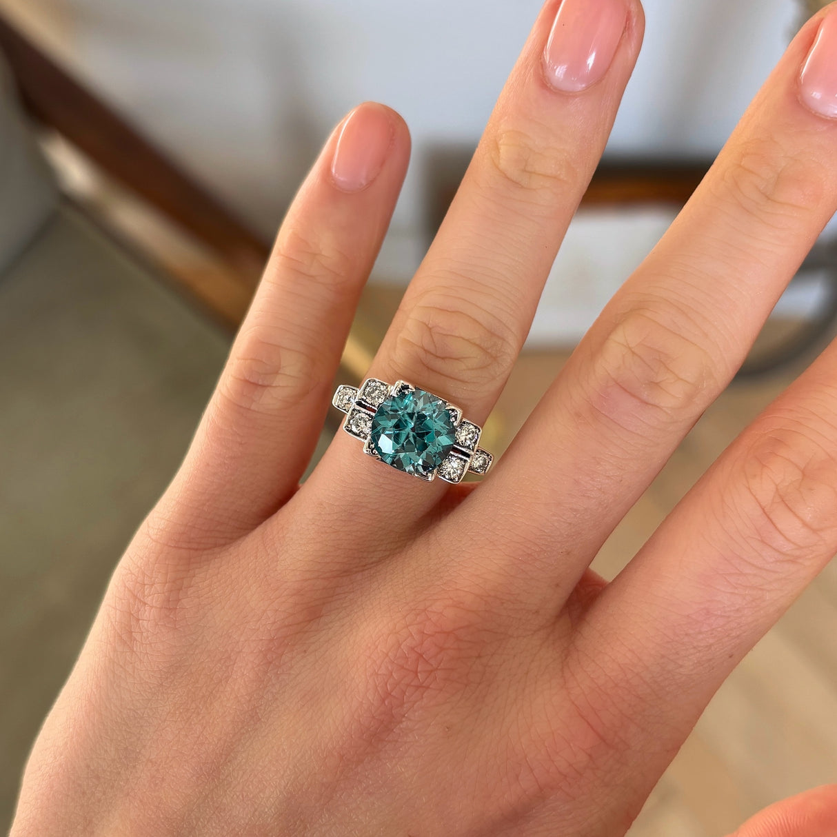 Vintage, Art Deco zircon & diamond ring