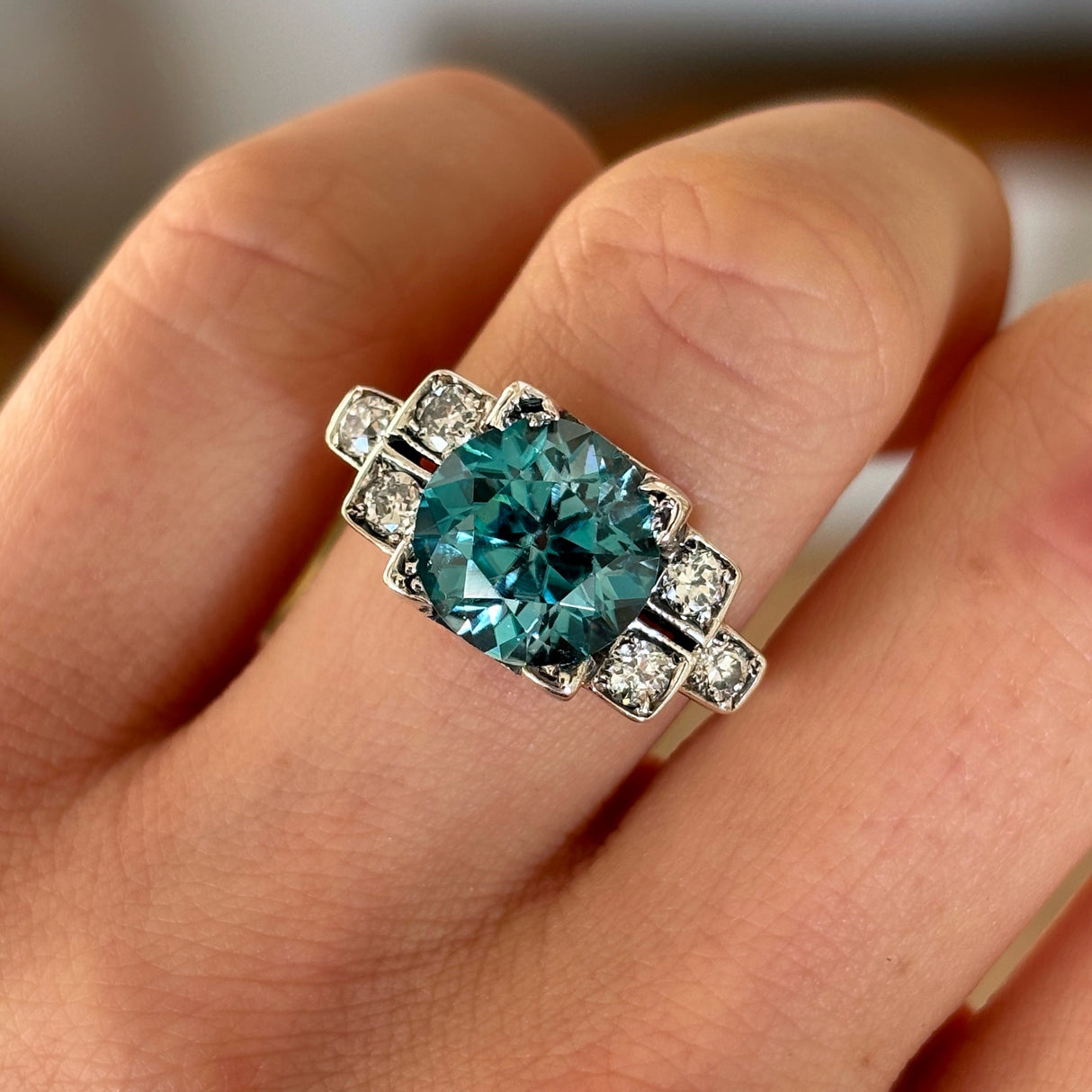 Vintage, Art Deco zircon & diamond ring