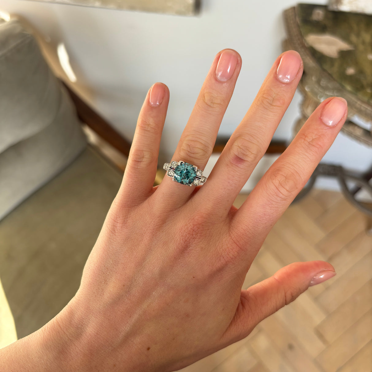 Vintage, Art Deco 1930s zircon & diamond ring