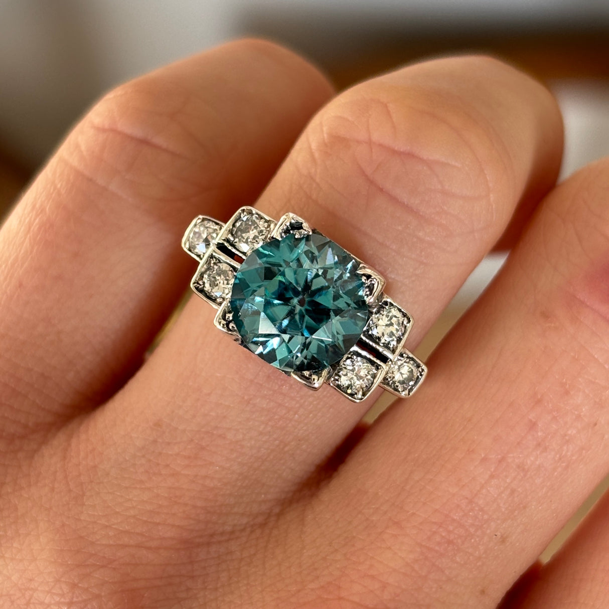 Vintage, Art Deco zircon & diamond ring