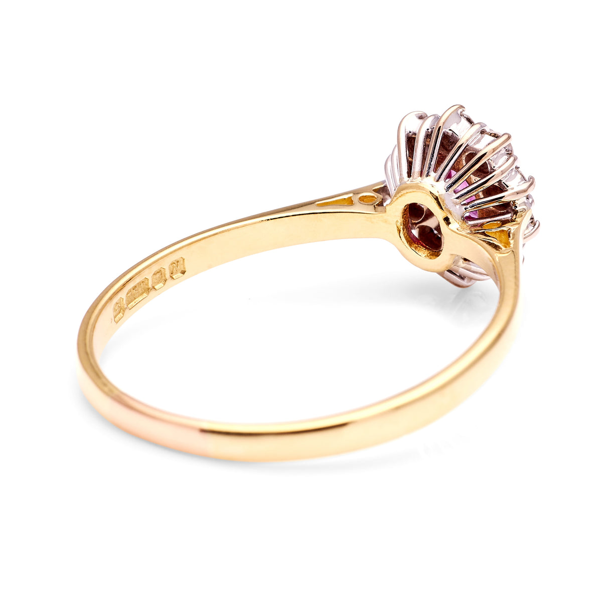 Vintage, 1980s pink sapphire & diamond cluster ring