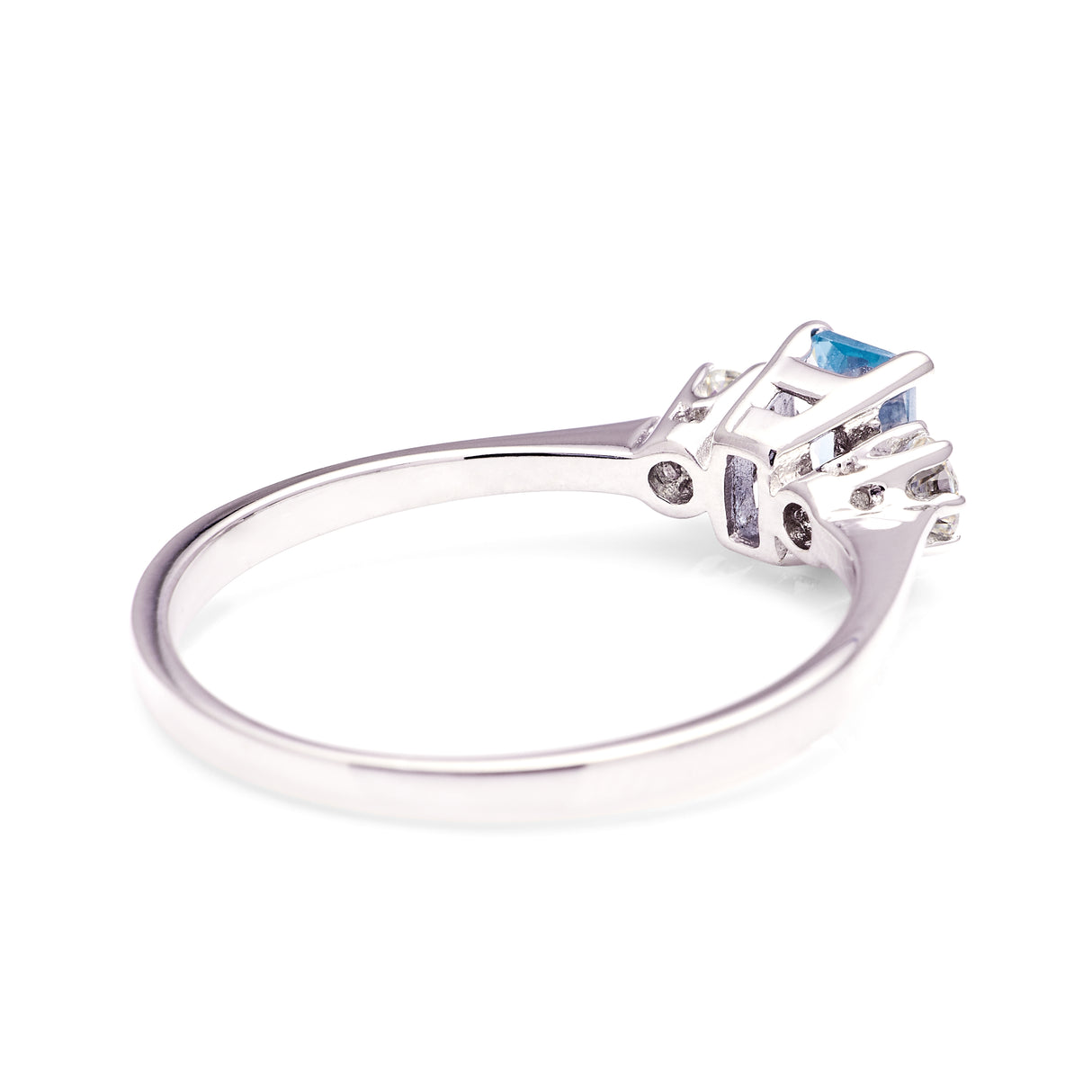 Vintage, 1970s blue spinel & diamond three-stone ring