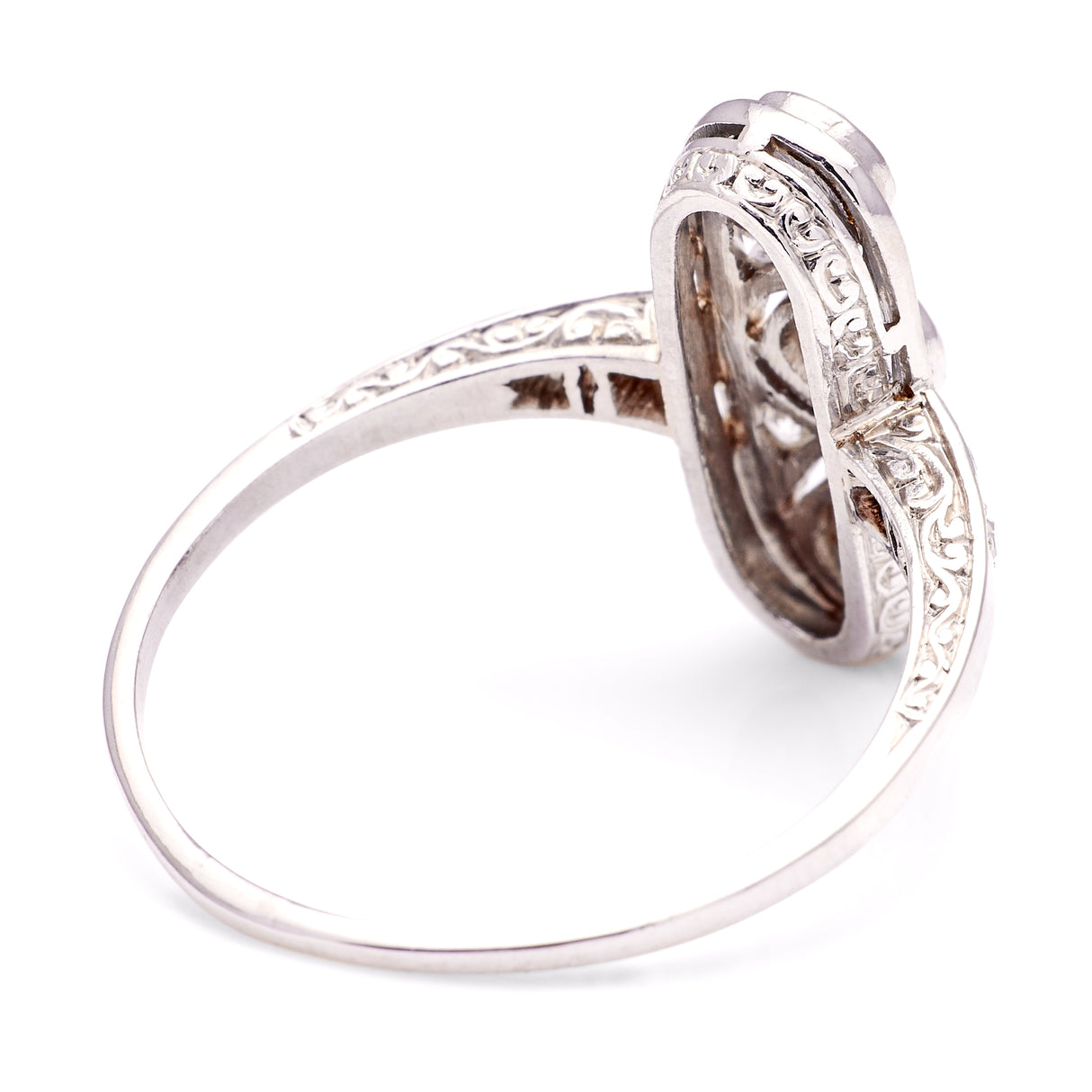 Vintage, Art Deco three-stone diamond panel ring