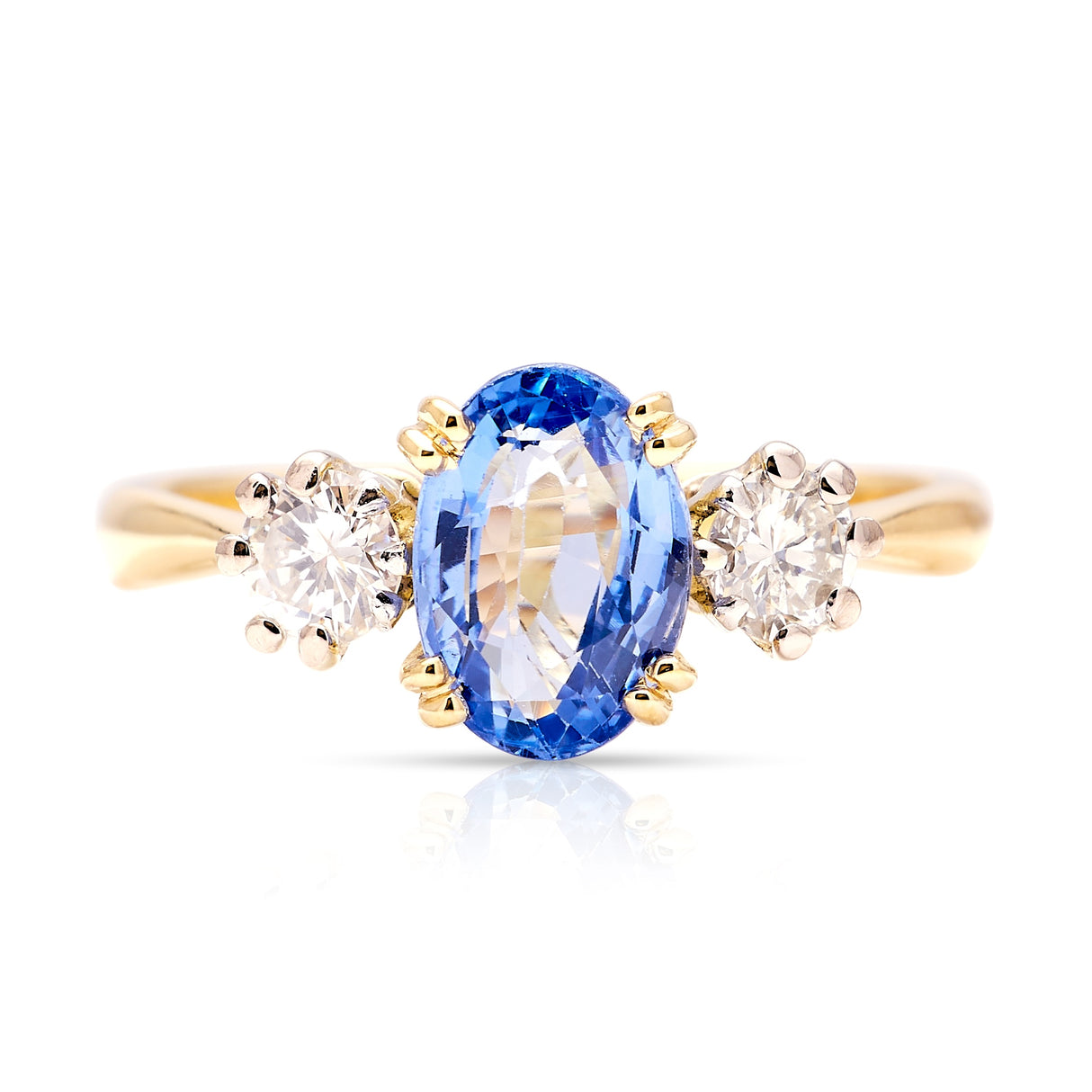 Vintage, 1990s sapphire & diamond three-stone ring
