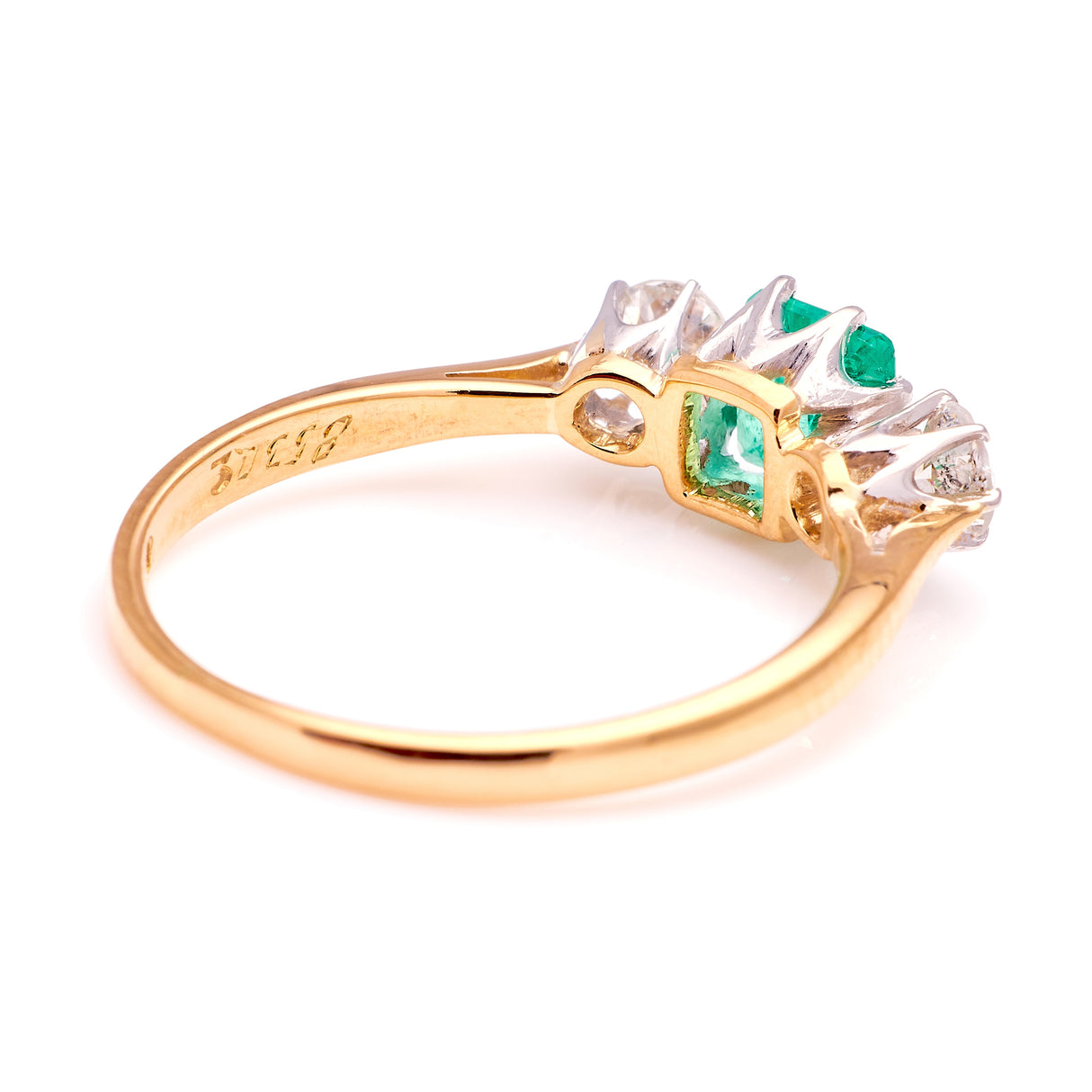 Vintage, Art Deco emerald & diamond three-stone ring