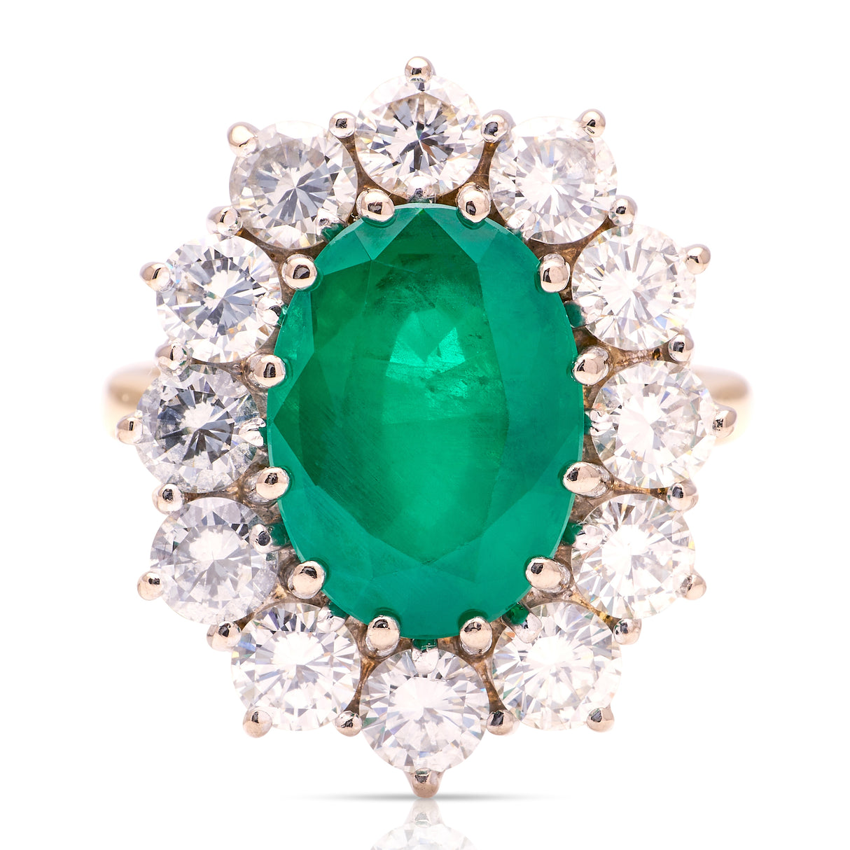 Vintage, 1990s emerald & diamond cluster cocktail ring
