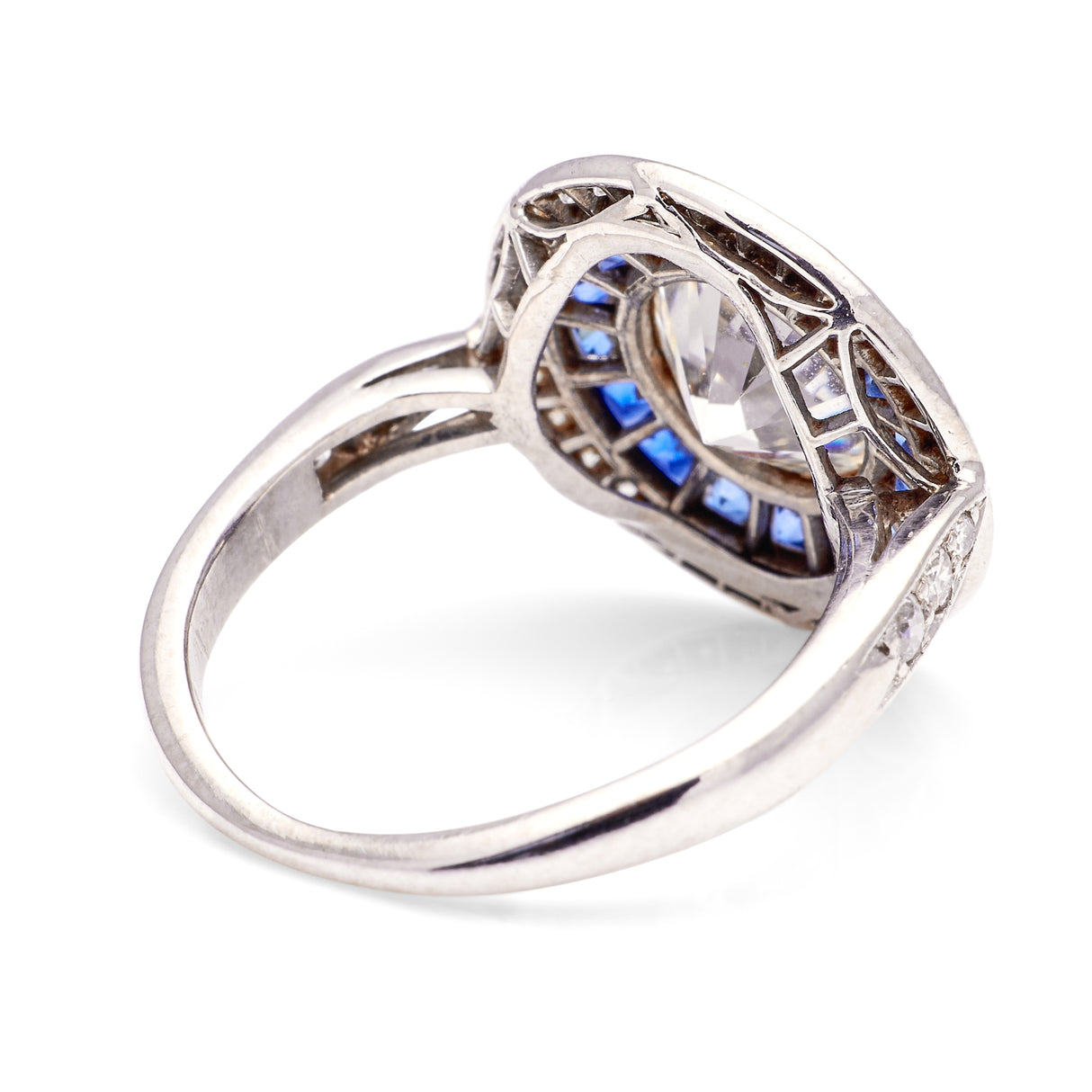 Vintage, Art Deco sapphire & diamond target cluster ring