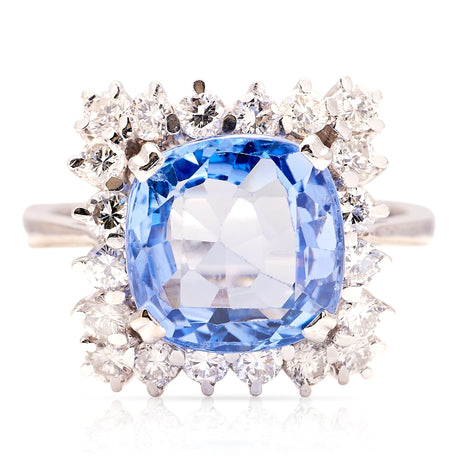 Vintage, 1950s sapphire & diamond cluster ring
