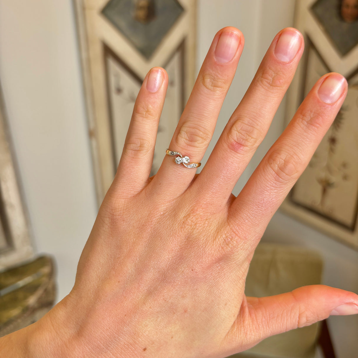 Antique, Edwardian diamond toi et moi ring