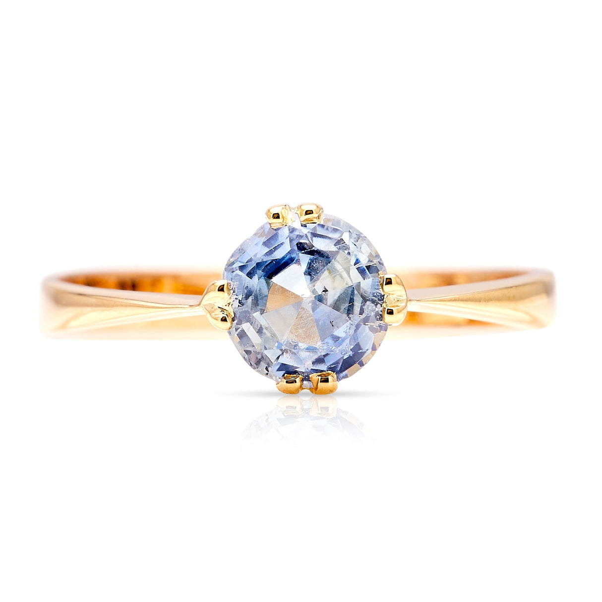 Antique, Edwardian light blue sapphire single-stone ring