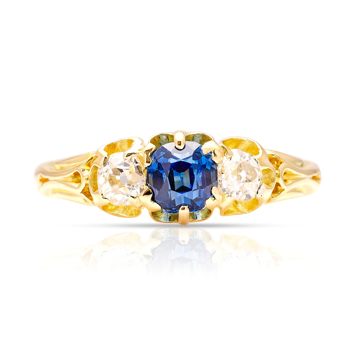 Antique, Victorian sapphire & diamond three-stone ring