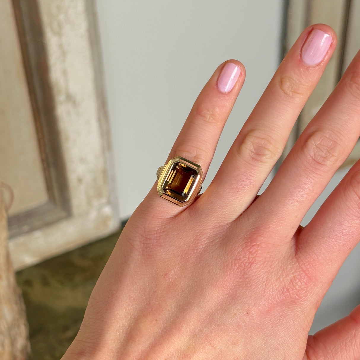 Vintage, 1950s smokey topaz ring