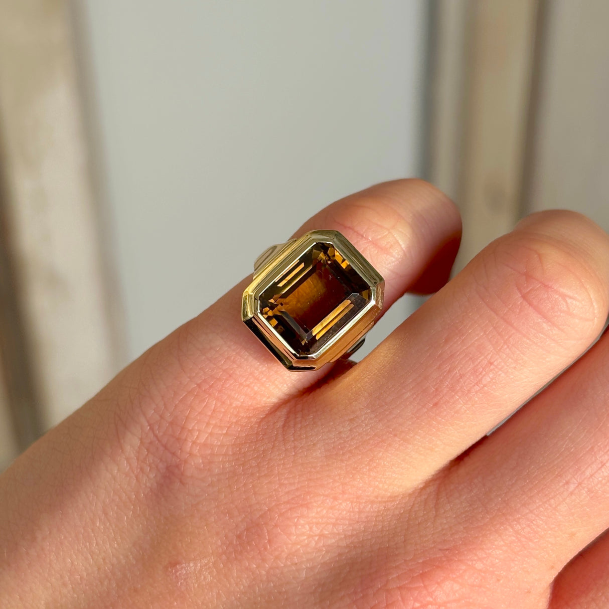 Vintage, 1950s smokey topaz ring