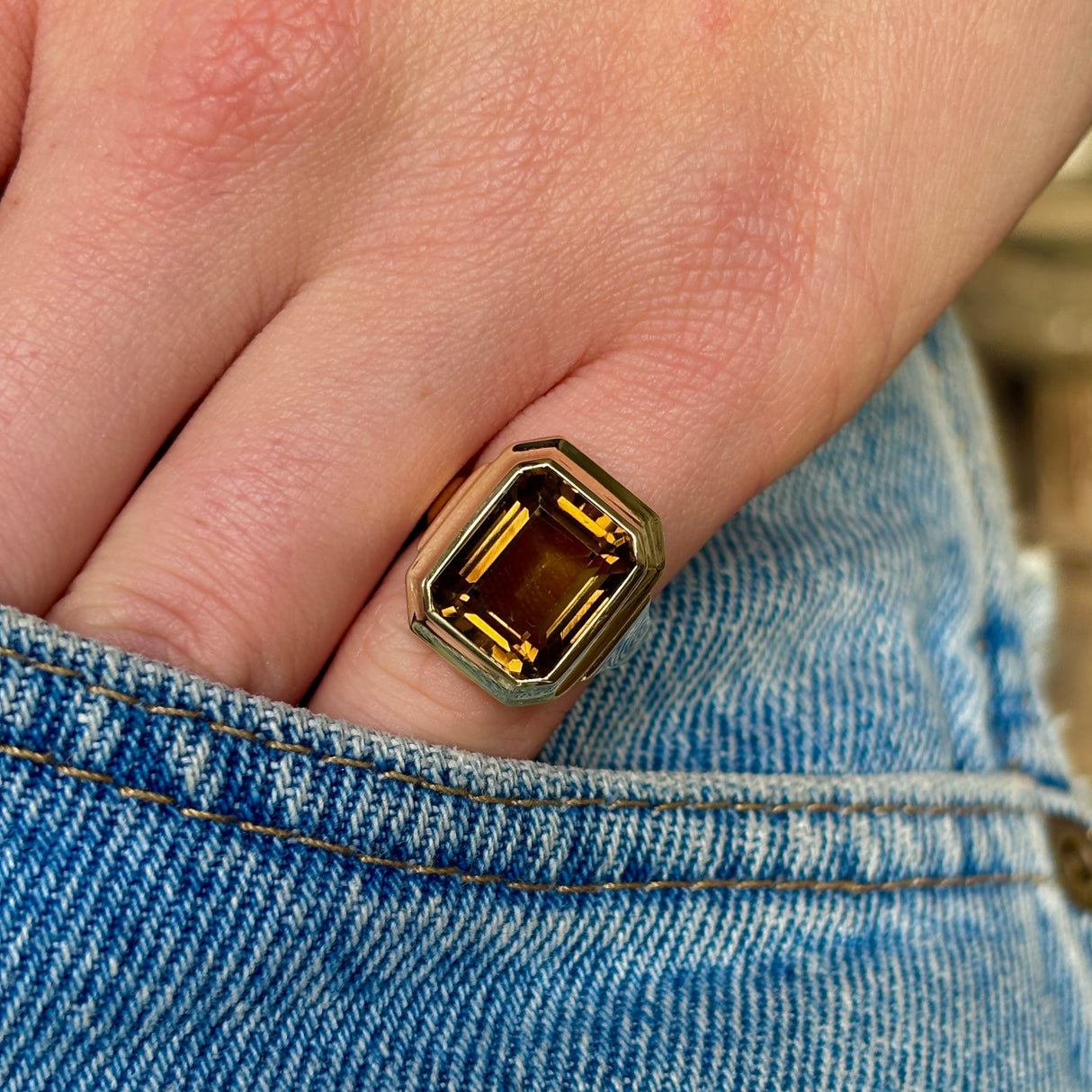 Vintage, 1950s smokey topaz ring