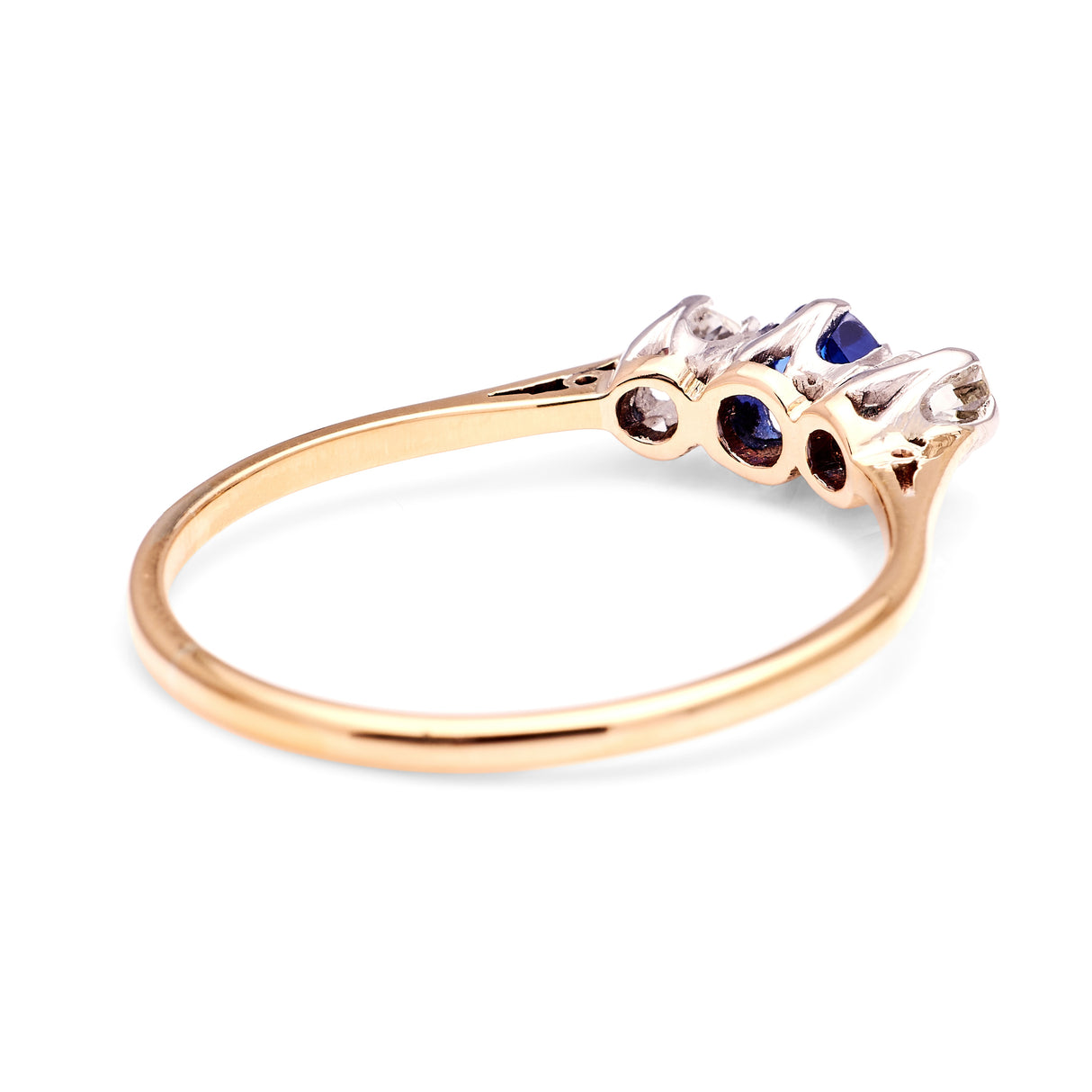 Vintage, 1930s sapphire & diamond three-stone ring