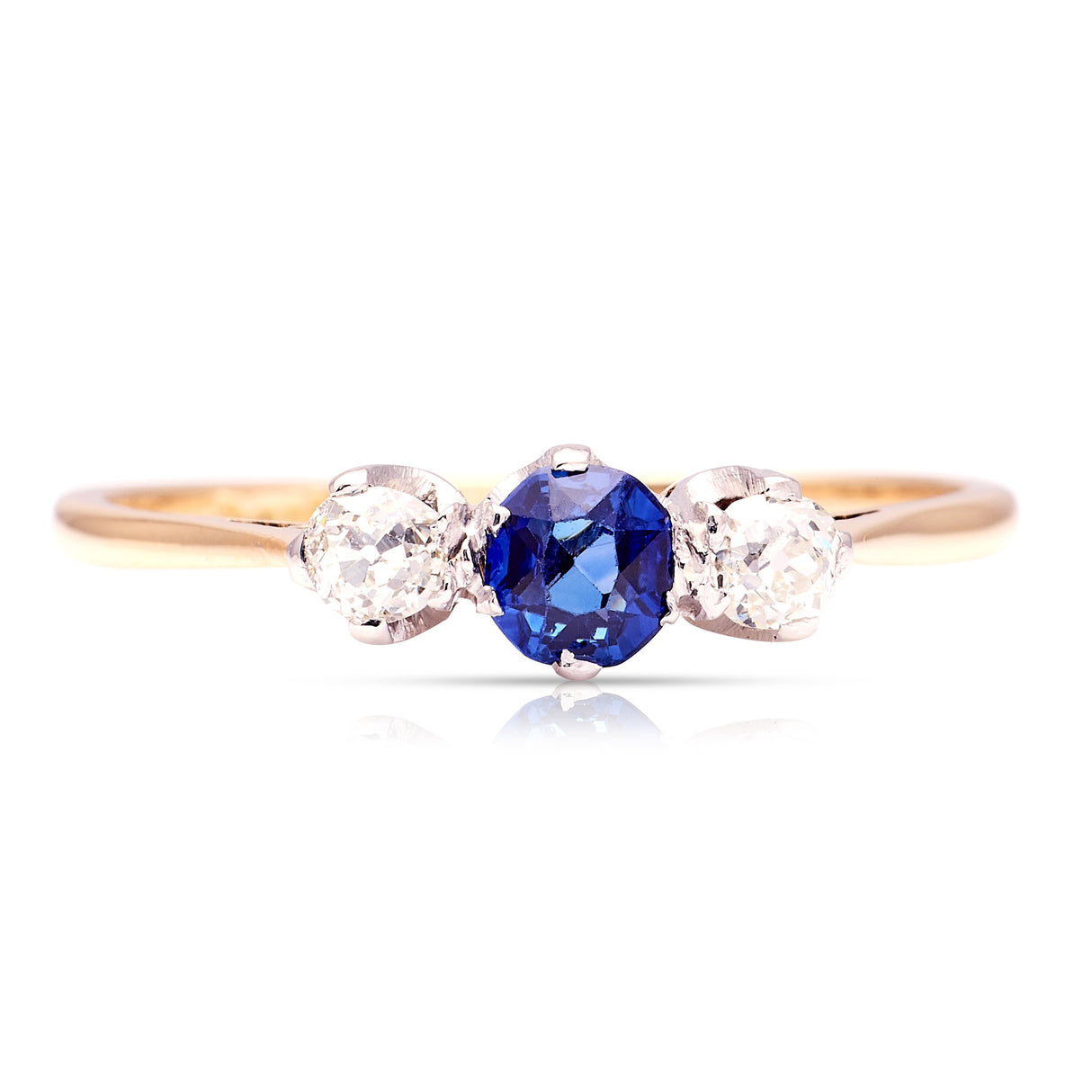 Vintage, 1930s sapphire & diamond three-stone ring