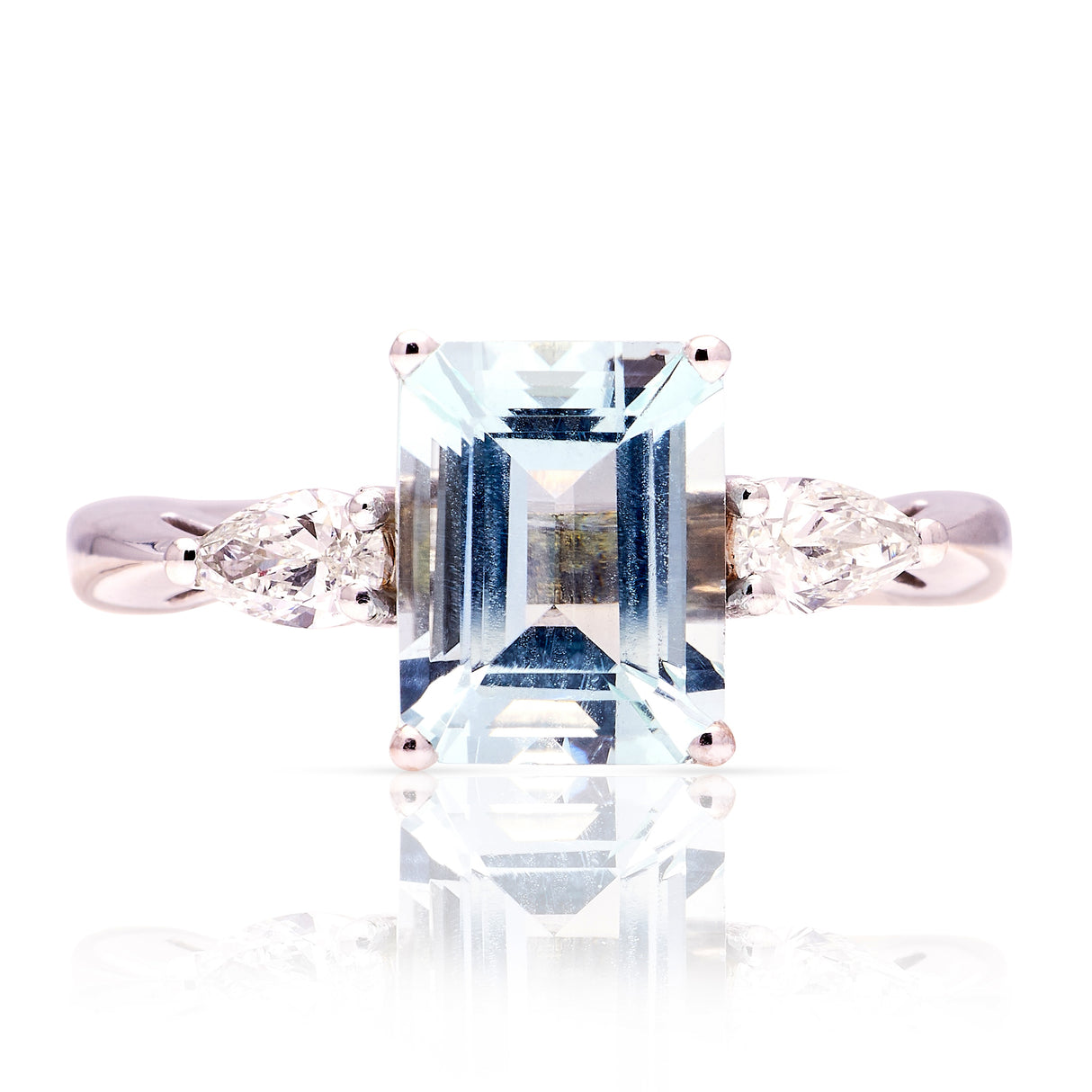 Vintage, 1990s aquamarine & diamond three-stone ring