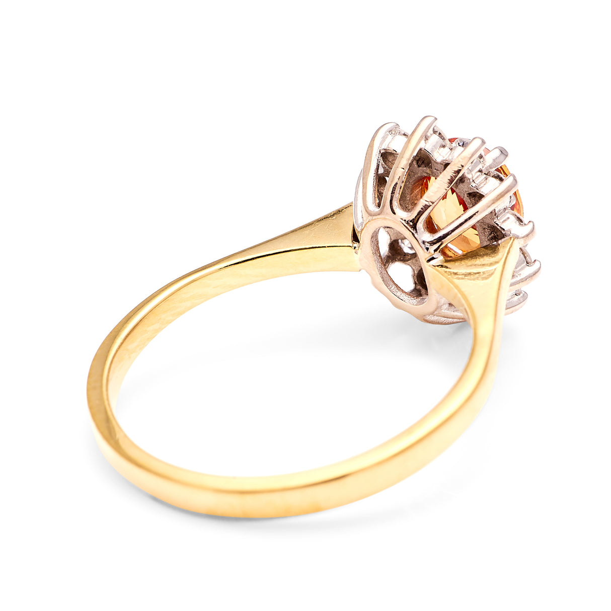 Vintage, 1950s orange sapphire & diamond cluster ring