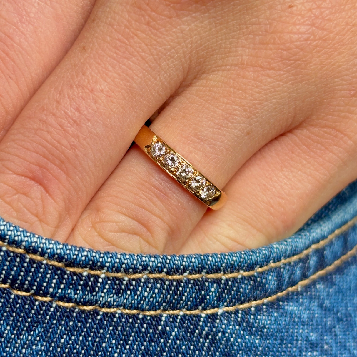 Vintage, 1980s five-stone diamond ring