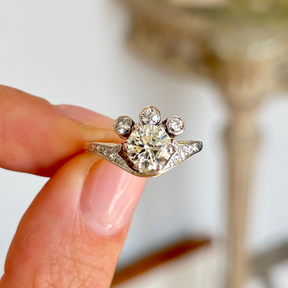 Vintage, 1950s unusual diamond engagement ring